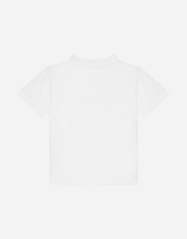 Dolce & Gabbana Jersey T-shirt with openwork DG logo White L2JTAZG7B6O