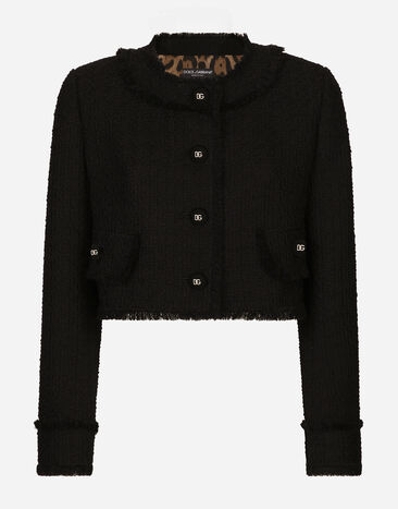 Dolce & Gabbana Chaqueta corta de tweed raschel Negro F29MCTFUBE7