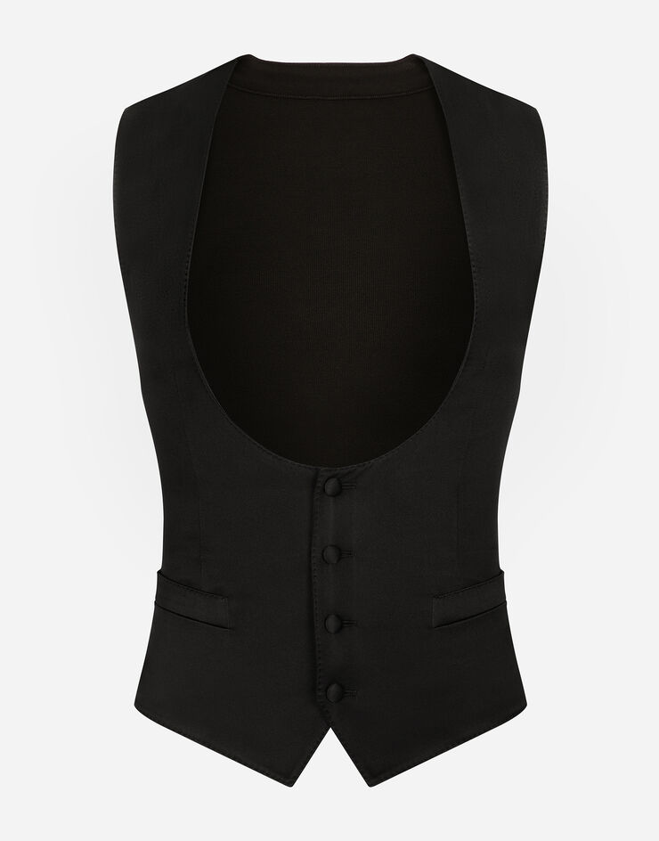 Dolce & Gabbana Gilet monopetto in seta Nero G712VTFUM3R