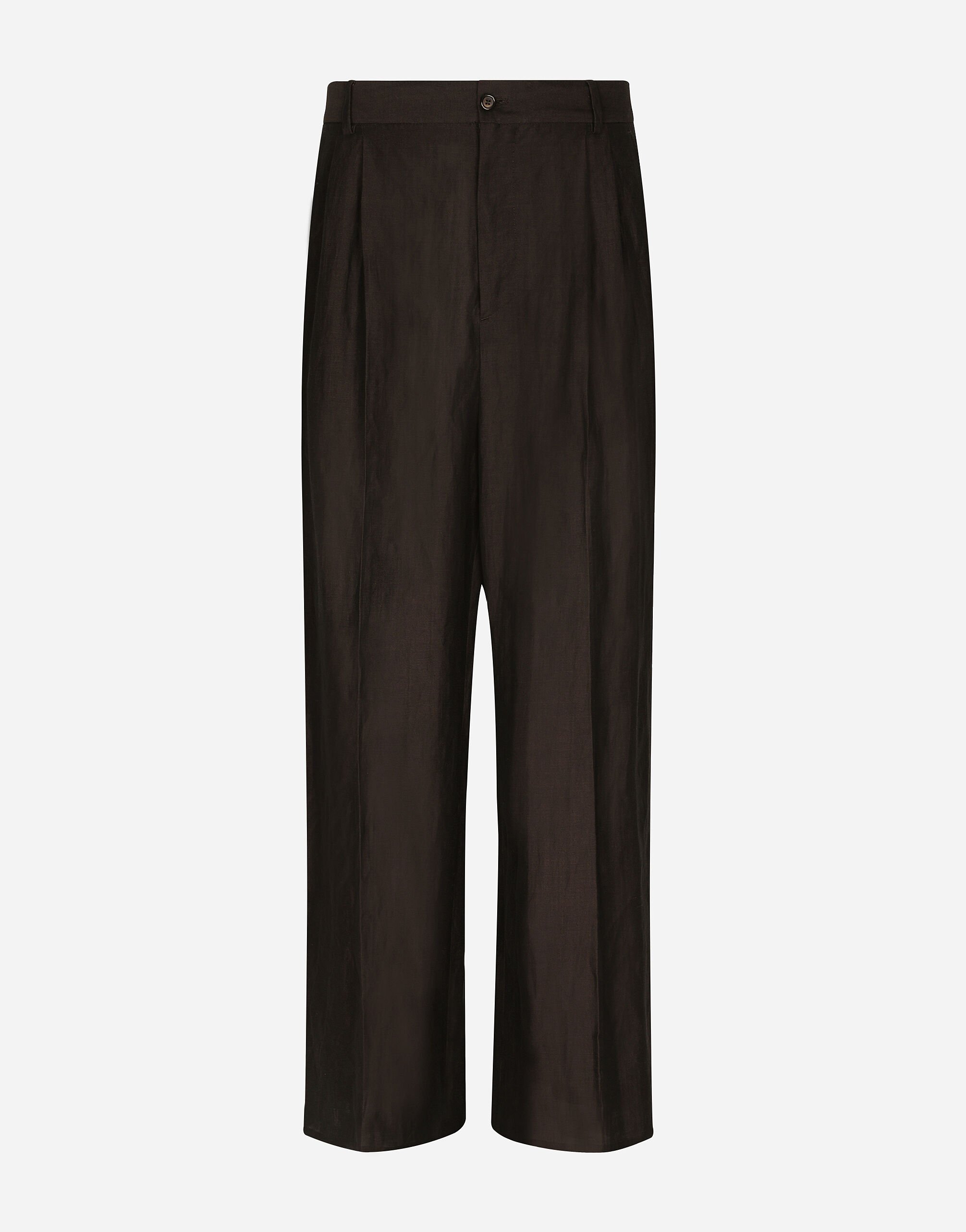 Dolce & Gabbana Pantalón de traje de lino y viscosa Negro G2PQ4TGG150