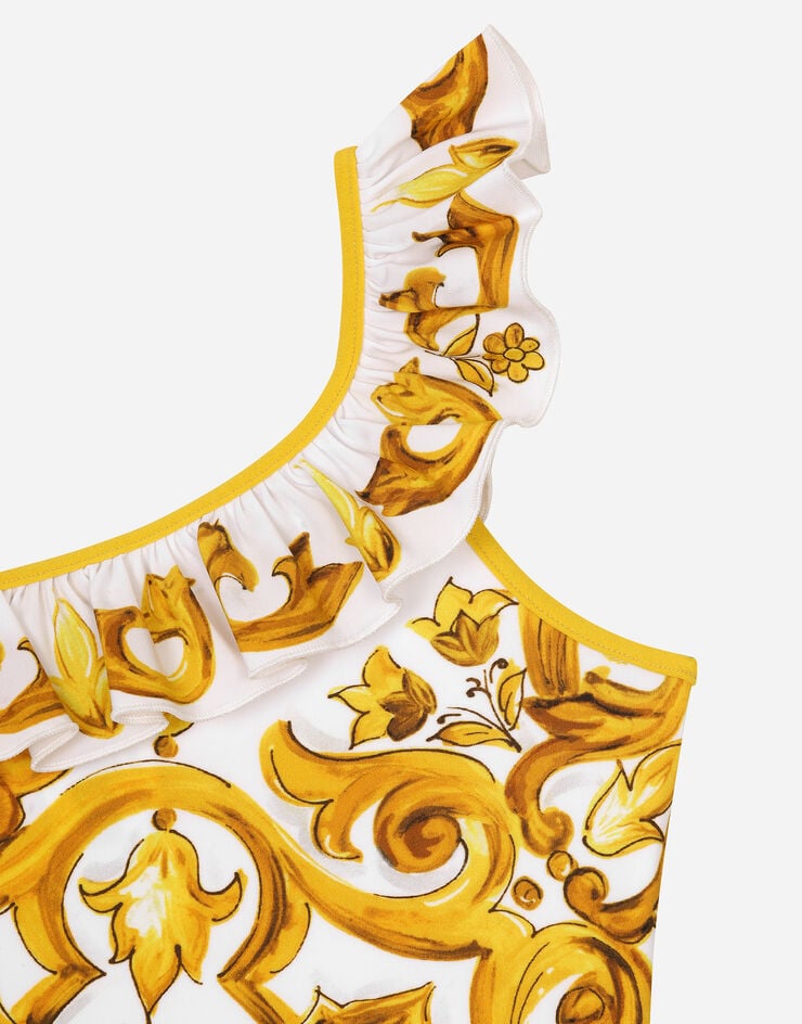 Dolce & Gabbana Сплошной купальник с желтым принтом майолики Отпечатки L5J838ON00W