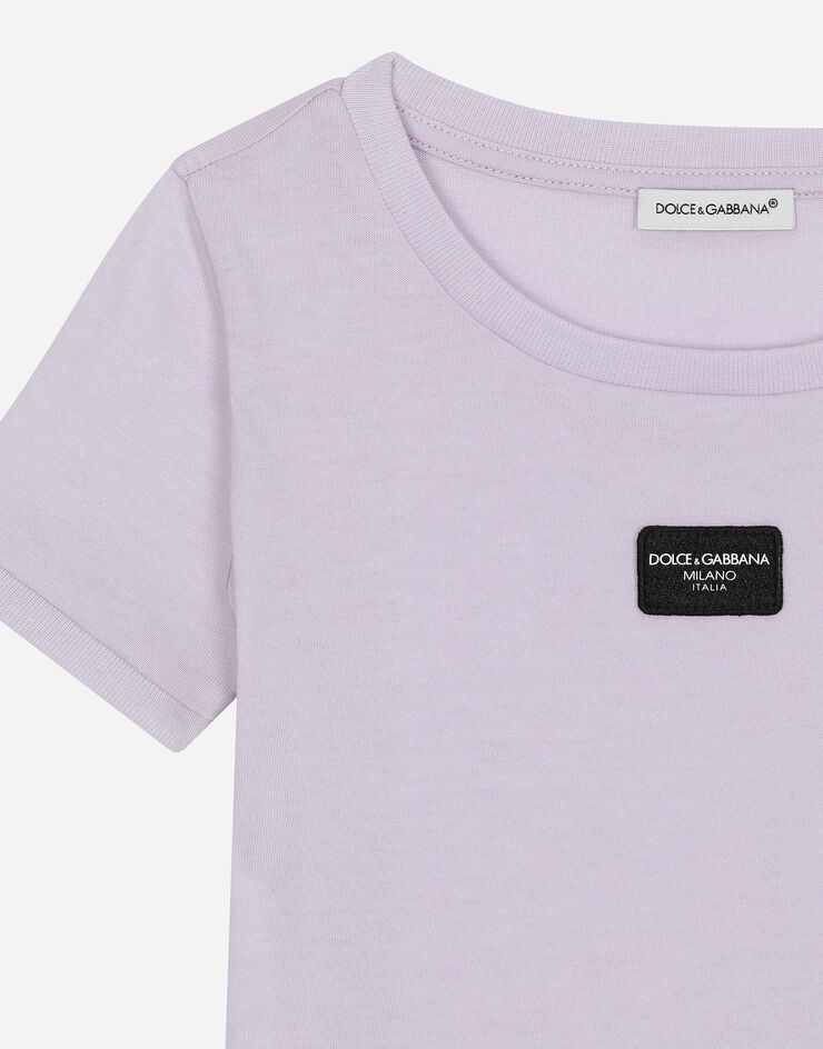 Dolce & Gabbana Camiseta de punto con placa con logotipo Lila L5JTMOG7NYU