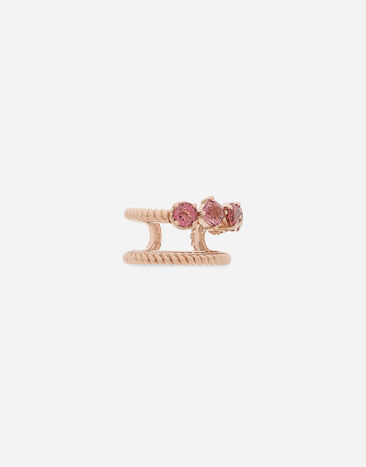 Dolce & Gabbana Mono boucle d’oreille double ear cuff en or rouge 18 ct avec tourmalines roses Doré WSQB1GWPE01