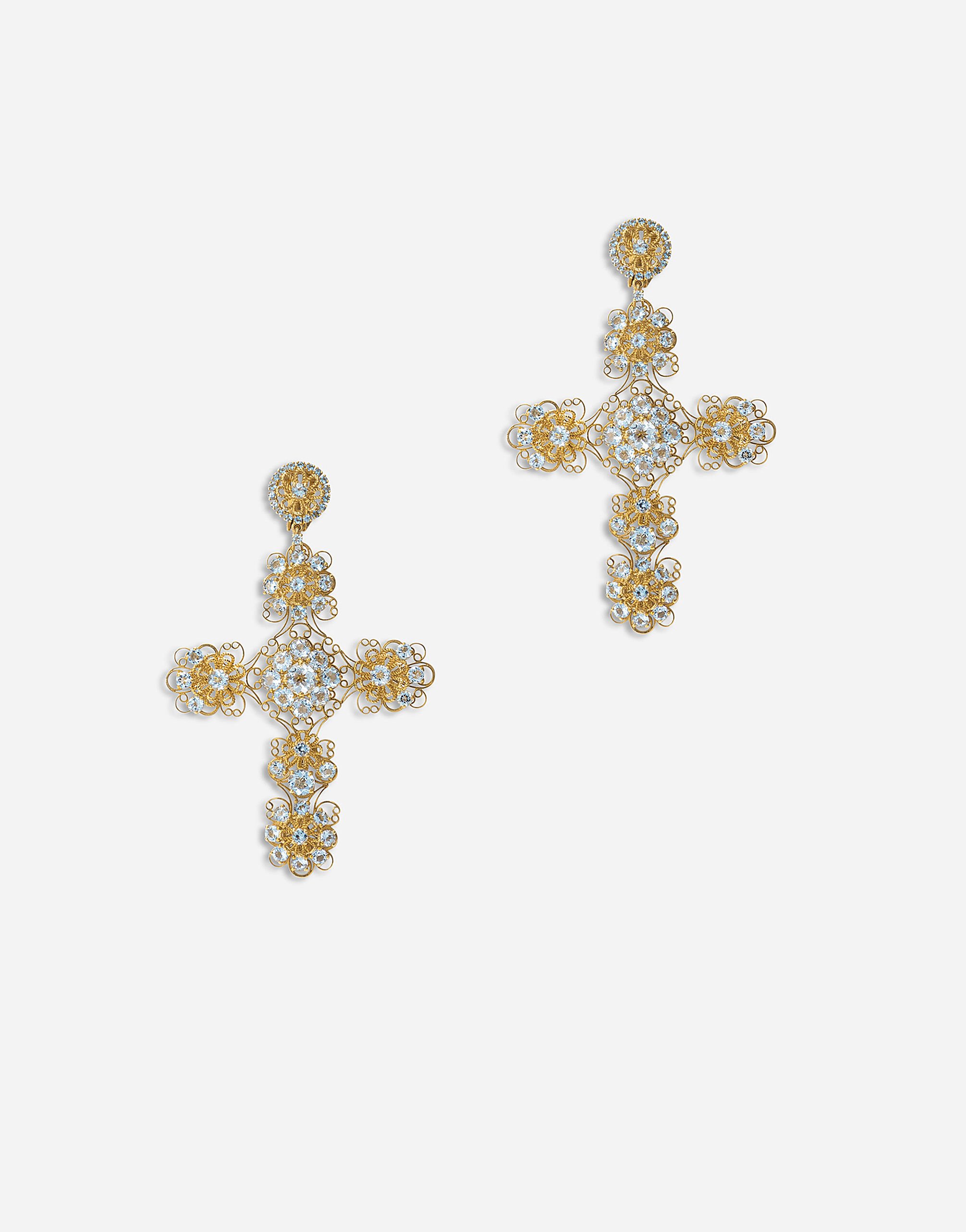 ${brand} Pizzo earrings in yellow 18kt gold with aquamarines ${colorDescription} ${masterID}