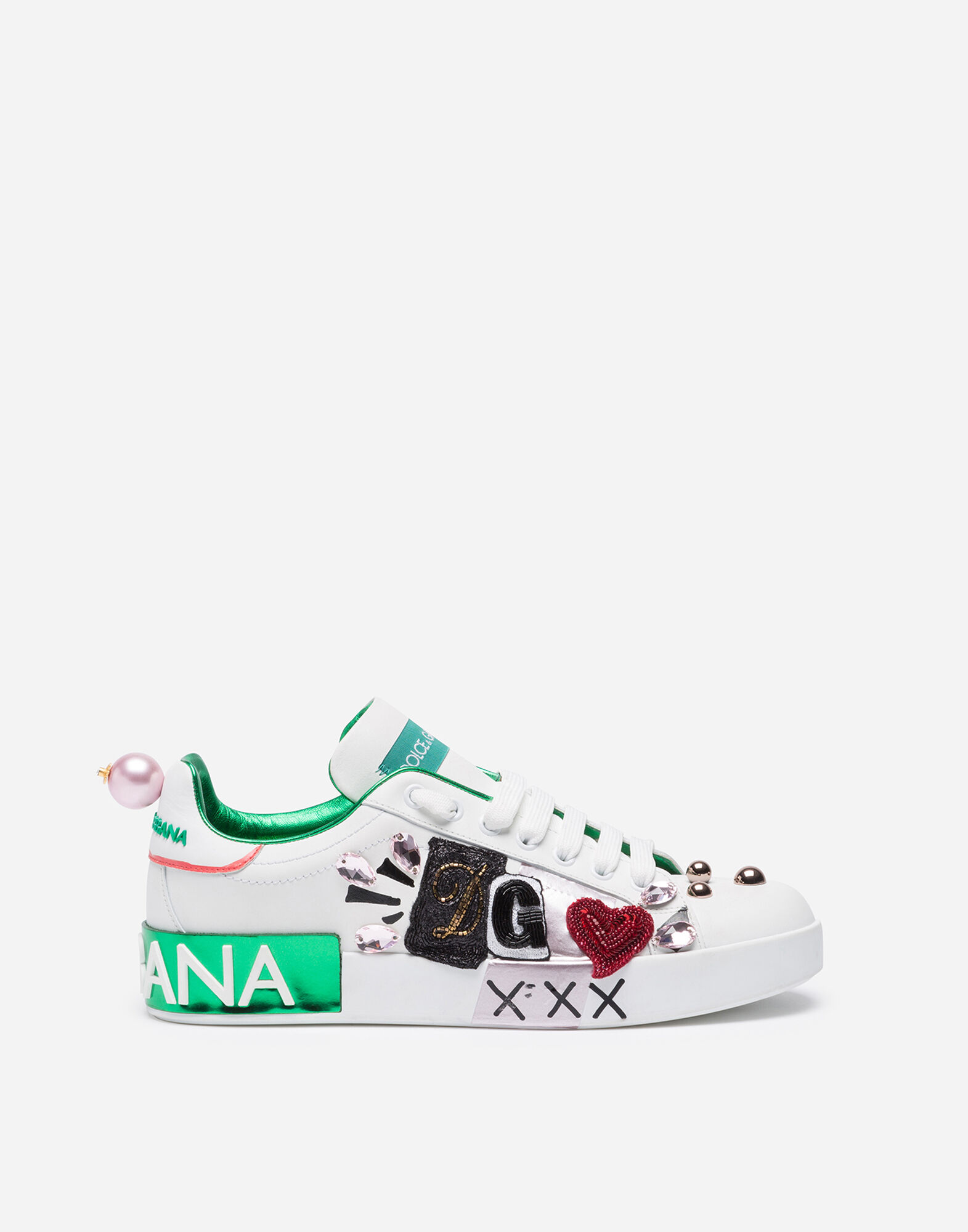 Portofino sneakers in nappa calfskin with patch and embroidery