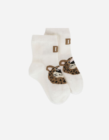 Dolce & Gabbana DG 徽标提花与 Baby Leo 袜子 粉红 LNJAD8G7L5F