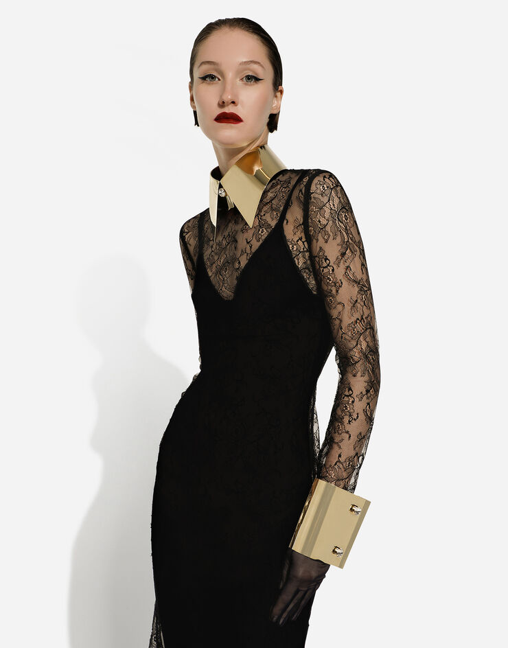 Dolce & Gabbana ロンゲットドレス シャンティイレースフィルクーペ ブラック F6DEHTHLM9O