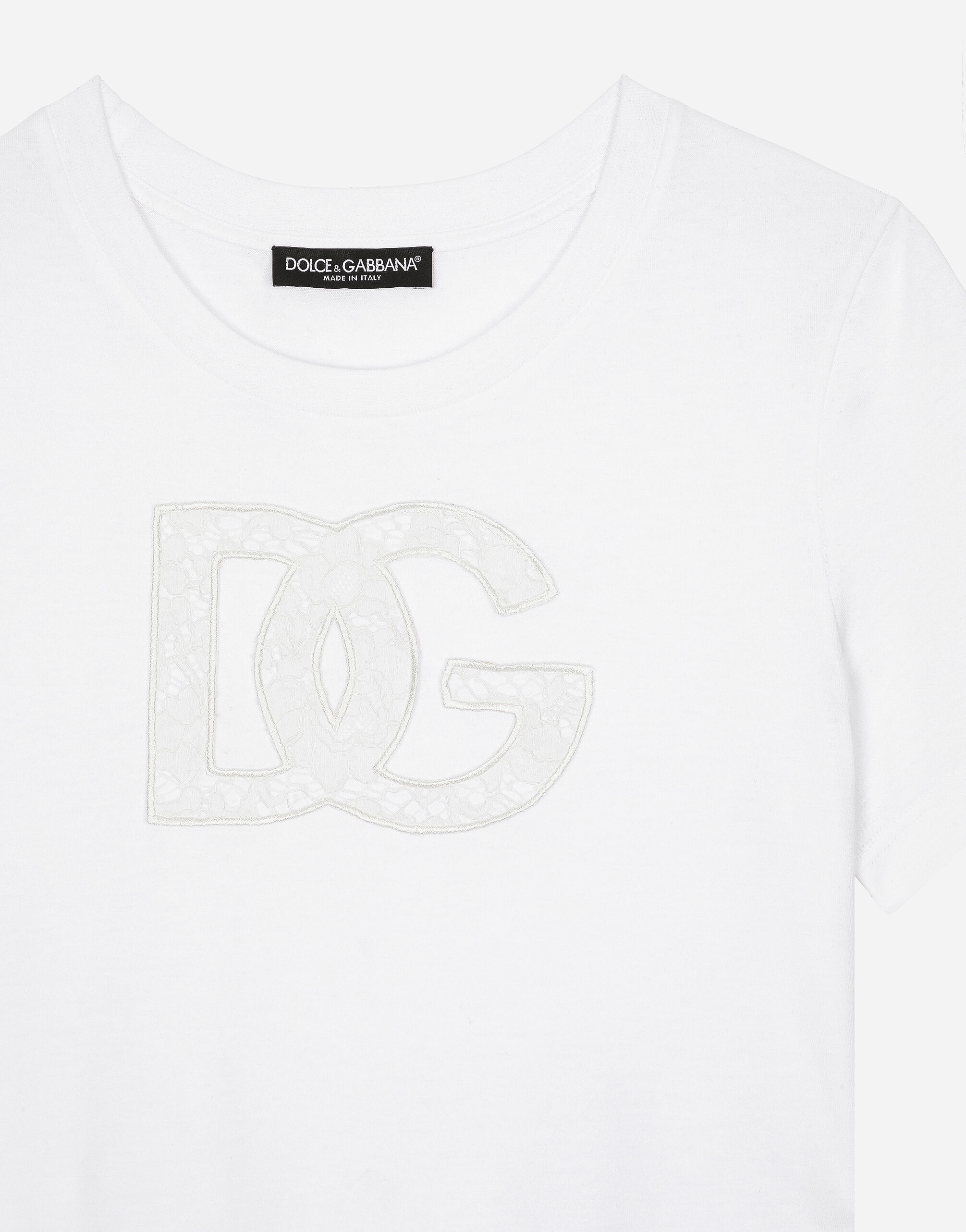 Jersey T-shirt with DG logo patch in White for | Dolce&Gabbana® US