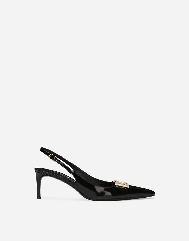 Polished calfskin slingbacks in Black for | Dolce&Gabbana® US