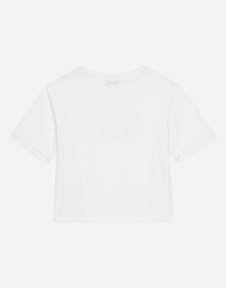 Dolce & Gabbana T-shirt in jersey con logo DG Bianco L5JTNLG7NUS