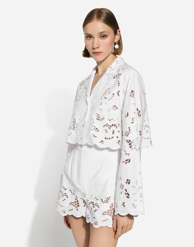 Dolce & Gabbana Shorts de algodón con bordado cut-out Blanco FTC5RZGDCJ0