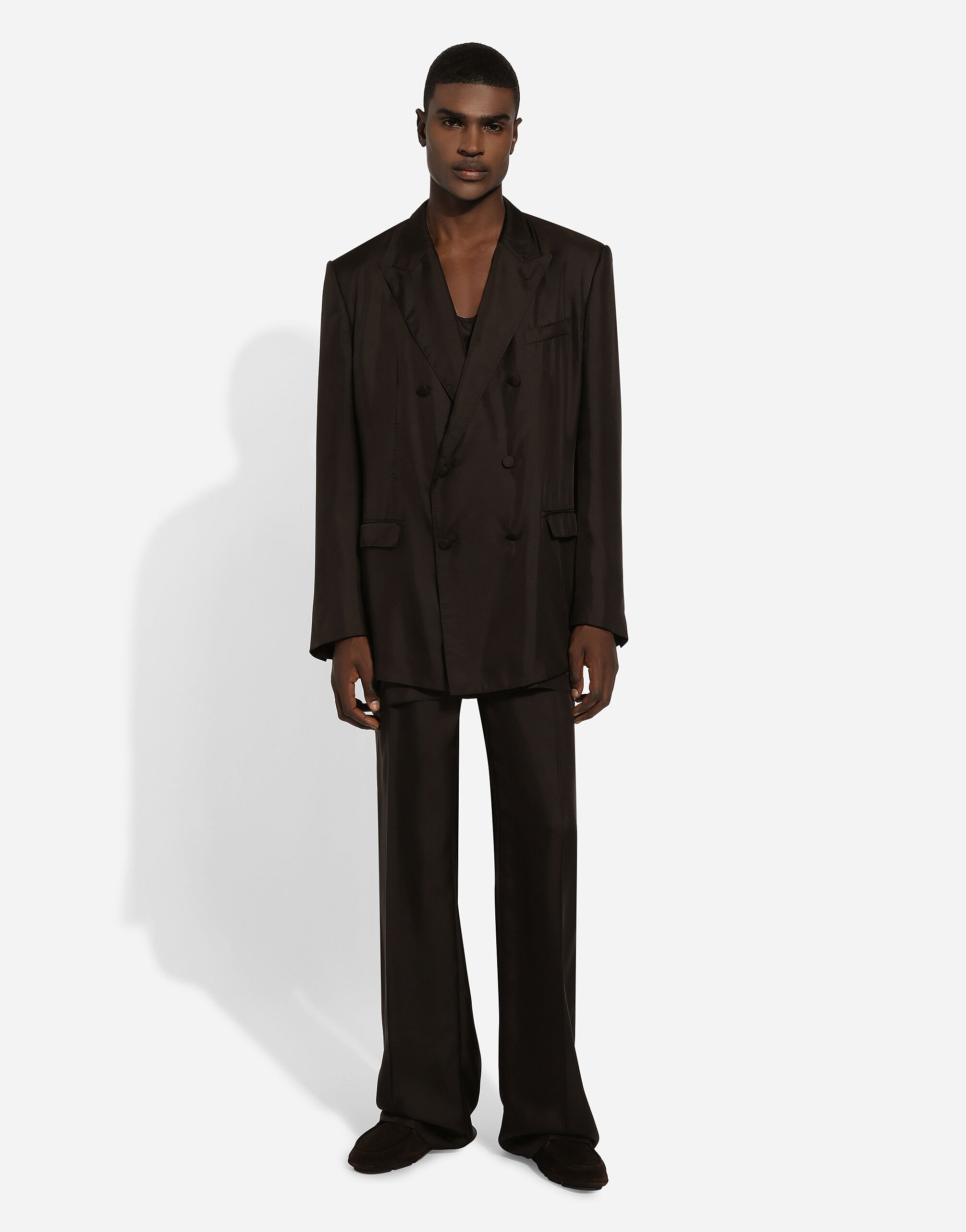 Dolce & Gabbana Tailored silk pants with darts male Brown