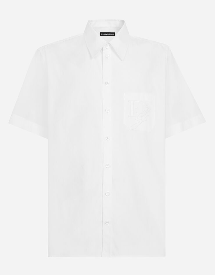 Dolce & Gabbana Camicia in cotone con ricamo DG Bianco G5MK9ZGI731