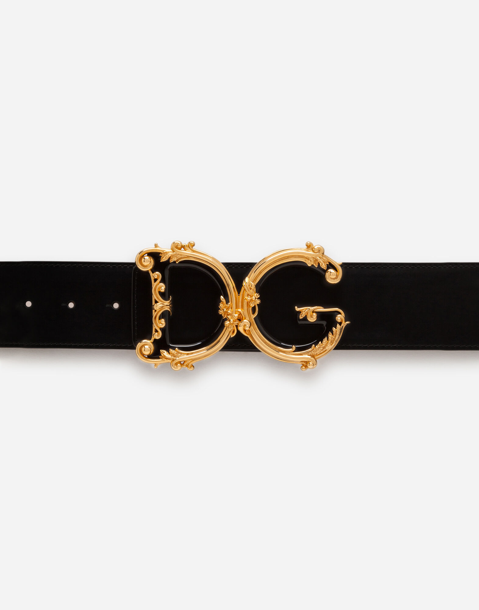 Leather belt with DG baroque logo