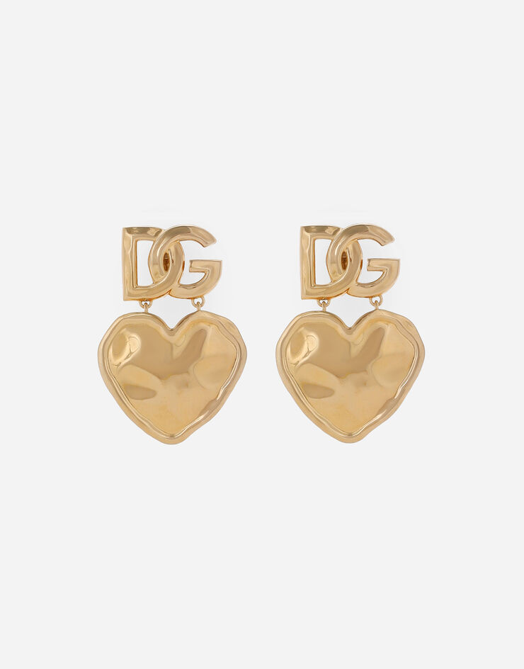 Dolce & Gabbana Drop earrings with hearts and DG logo Gold WEQ6L3W1111