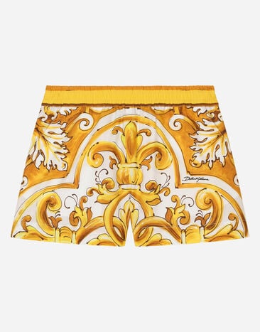 Dolce & Gabbana Шорты из поплина с желтым принтом майолики Отпечатки L53Q29FI5JV