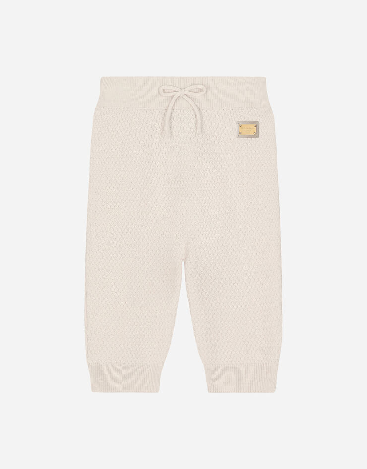 Dolce & Gabbana Pantalón de punto con diseño de punto canasta Gris L1KP04JFMFB