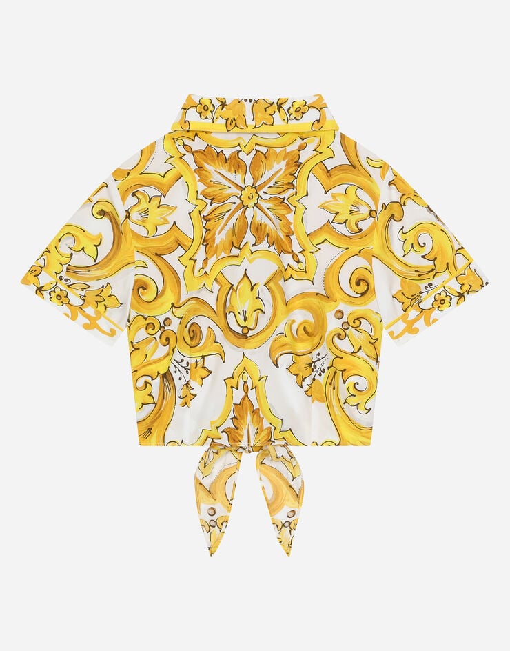 Dolce & Gabbana Camisa de popelina con estampado Maiolica amarillo Imprima L54S05G7KXP