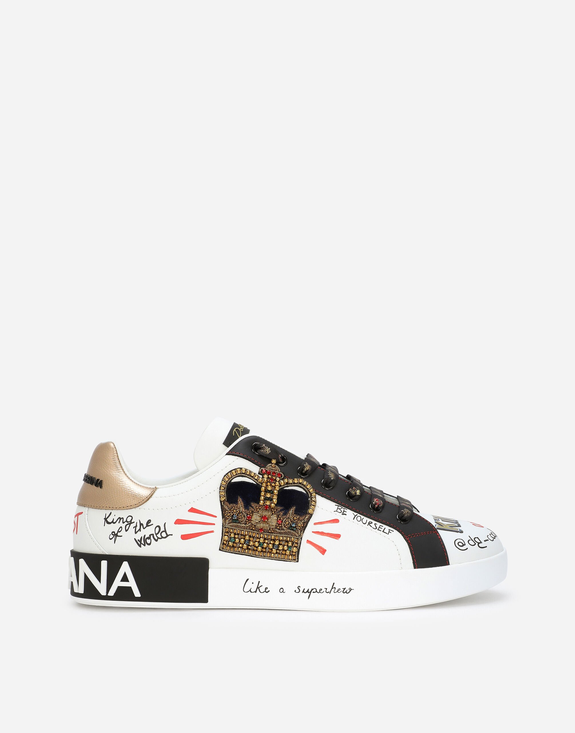 ${brand} Portofino sneakers in printed nappa calfskin with patch ${colorDescription} ${masterID}