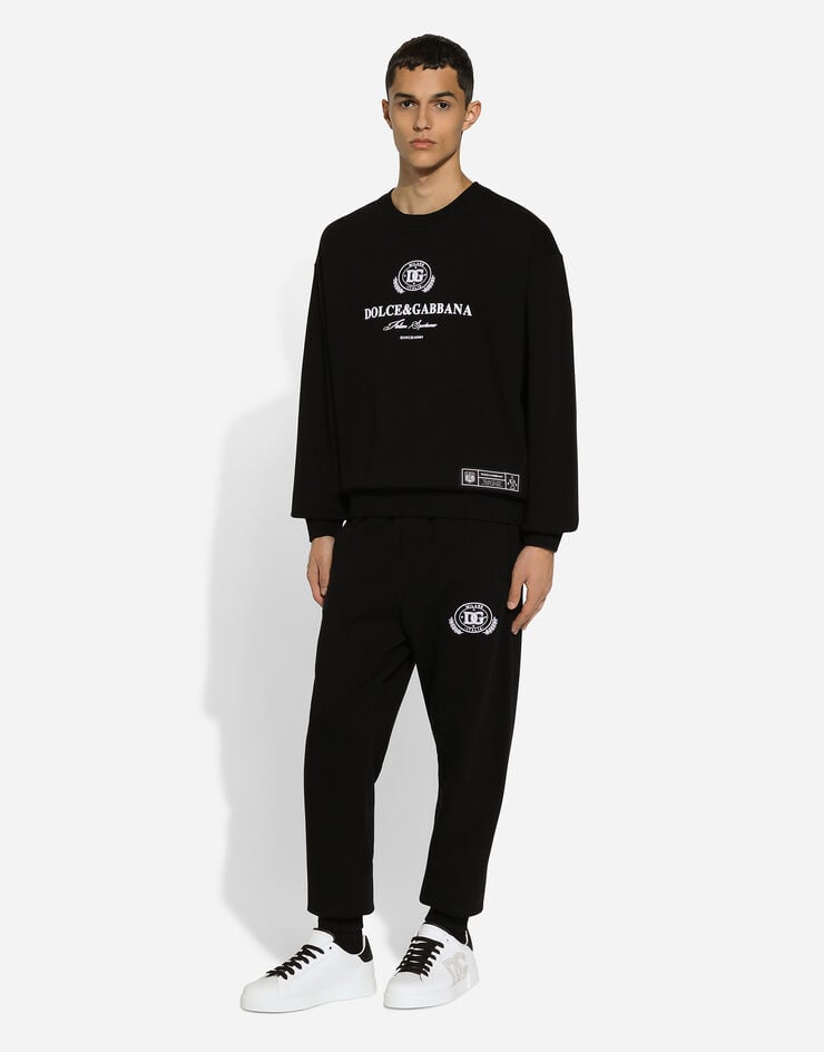 Dolce & Gabbana Pantalone jogging in jersey stampa logo DG Nero GV2VHTG7NYD