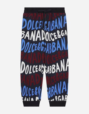 Dolce & Gabbana Jersey jogging pants with Dolce&Gabbana logo Blue L4JPFEHS7OX