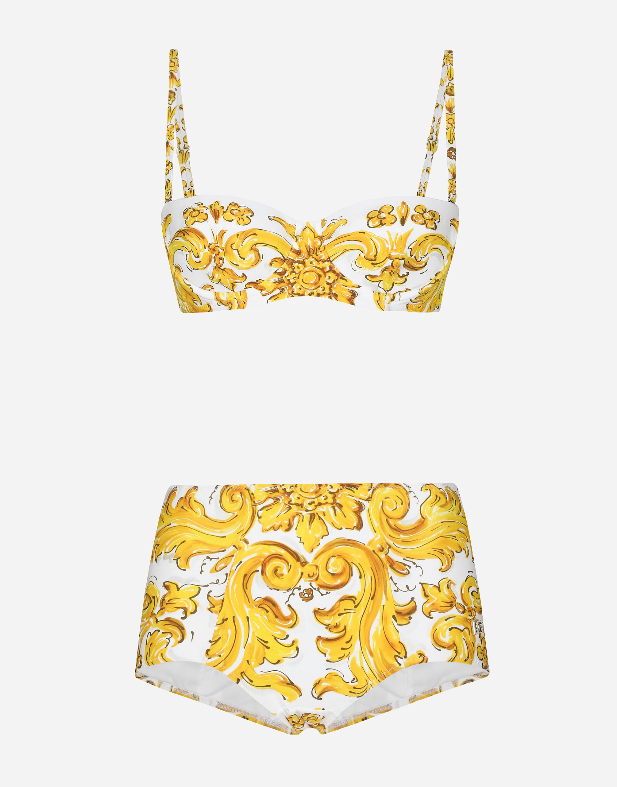 Dolce & Gabbana Majolica-print balconette bikini top and bottoms Print O8A02JONO19