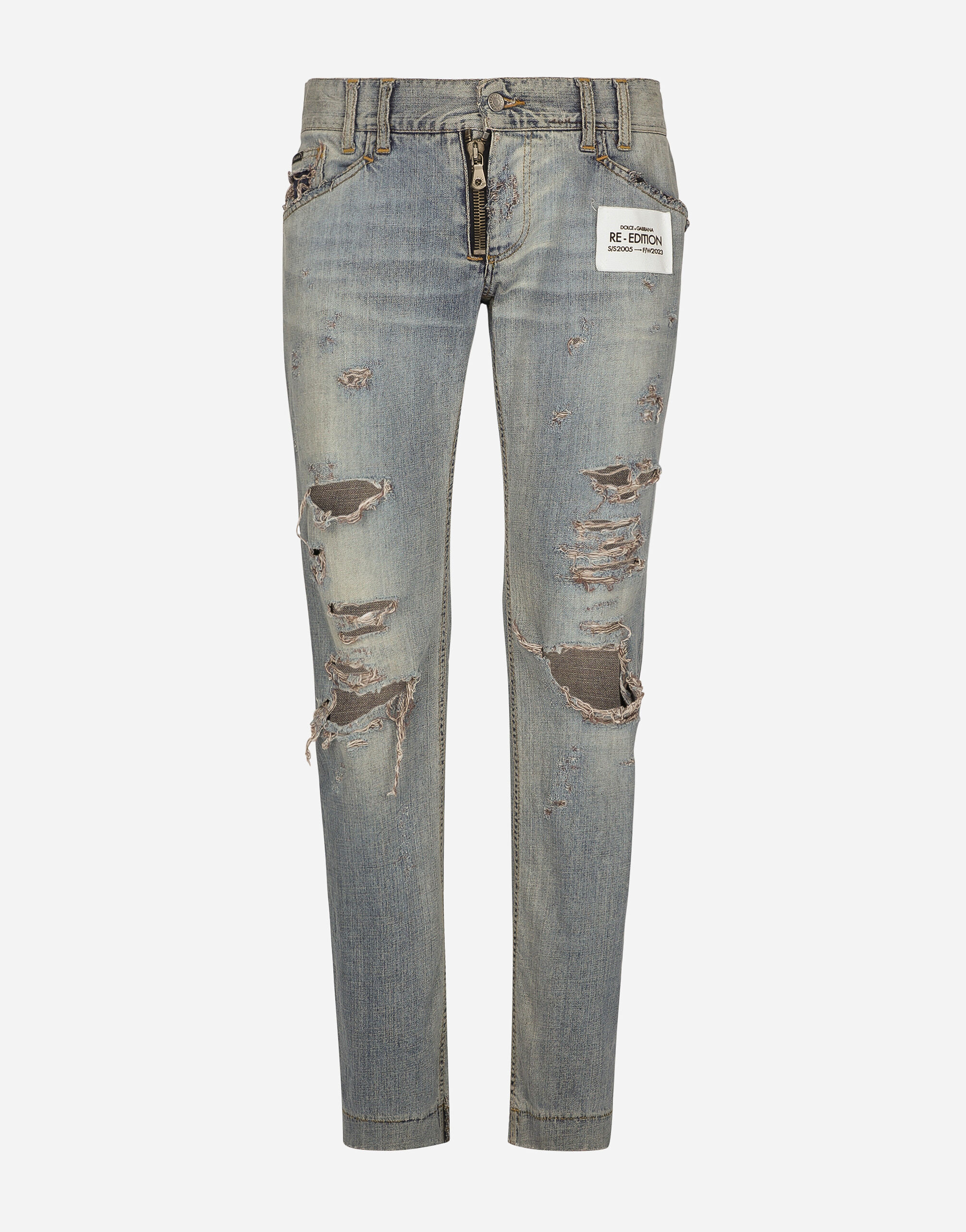 Dolce & Gabbana Washed denim jeans with rips Black GP0D4TFU5PY