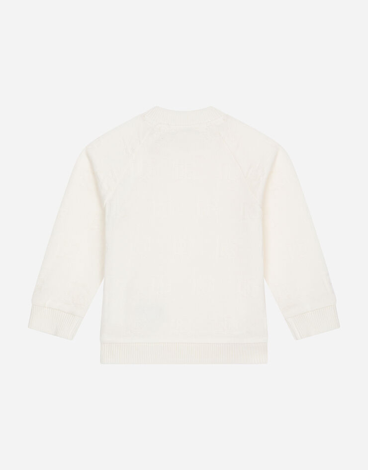 Dolce & Gabbana Sweat-shirt ras de cou à logo DG en jacquard Blanc L1JWFMG7EY9