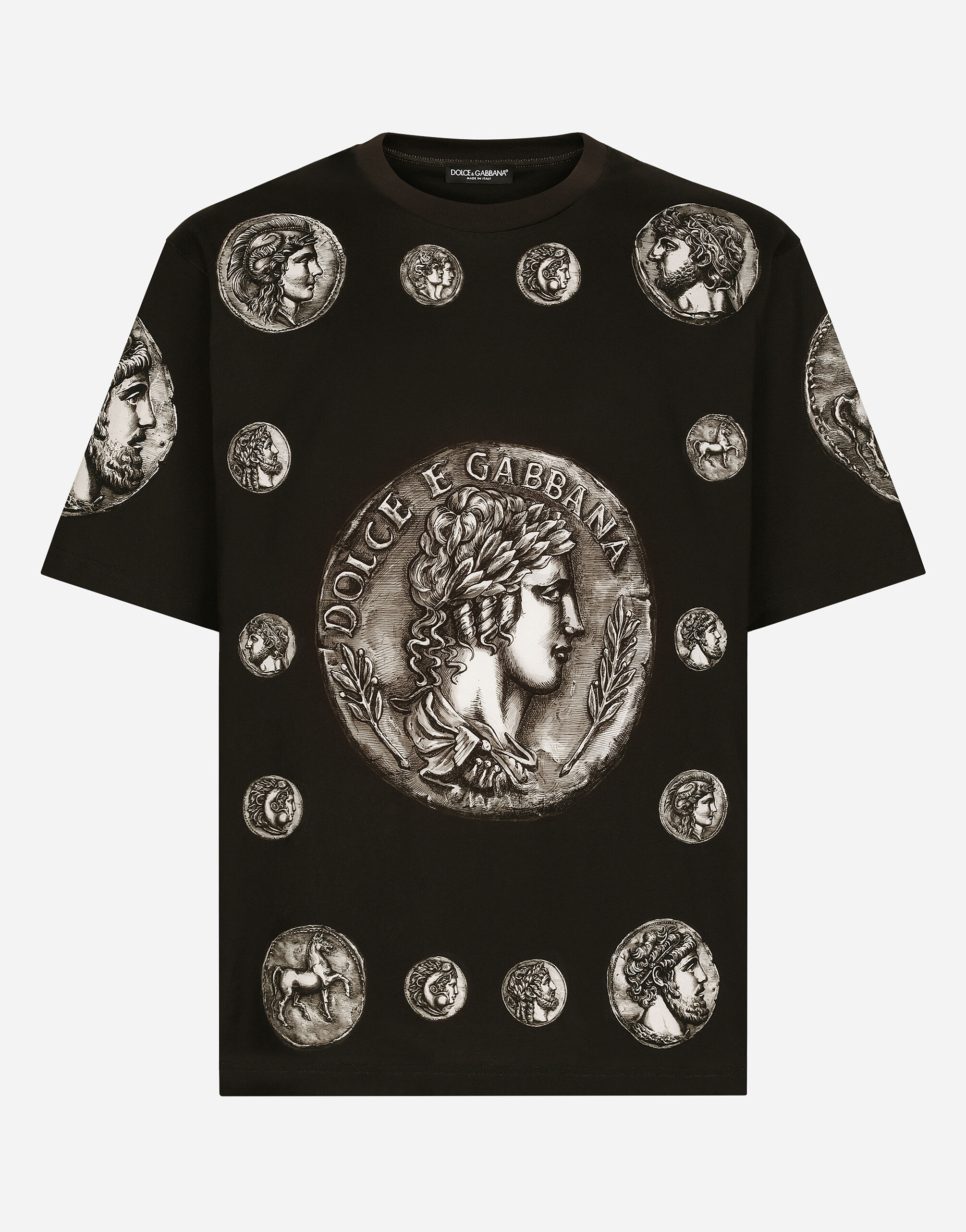 Coin print cotton T-shirt in Brown for | Dolce&Gabbana® US