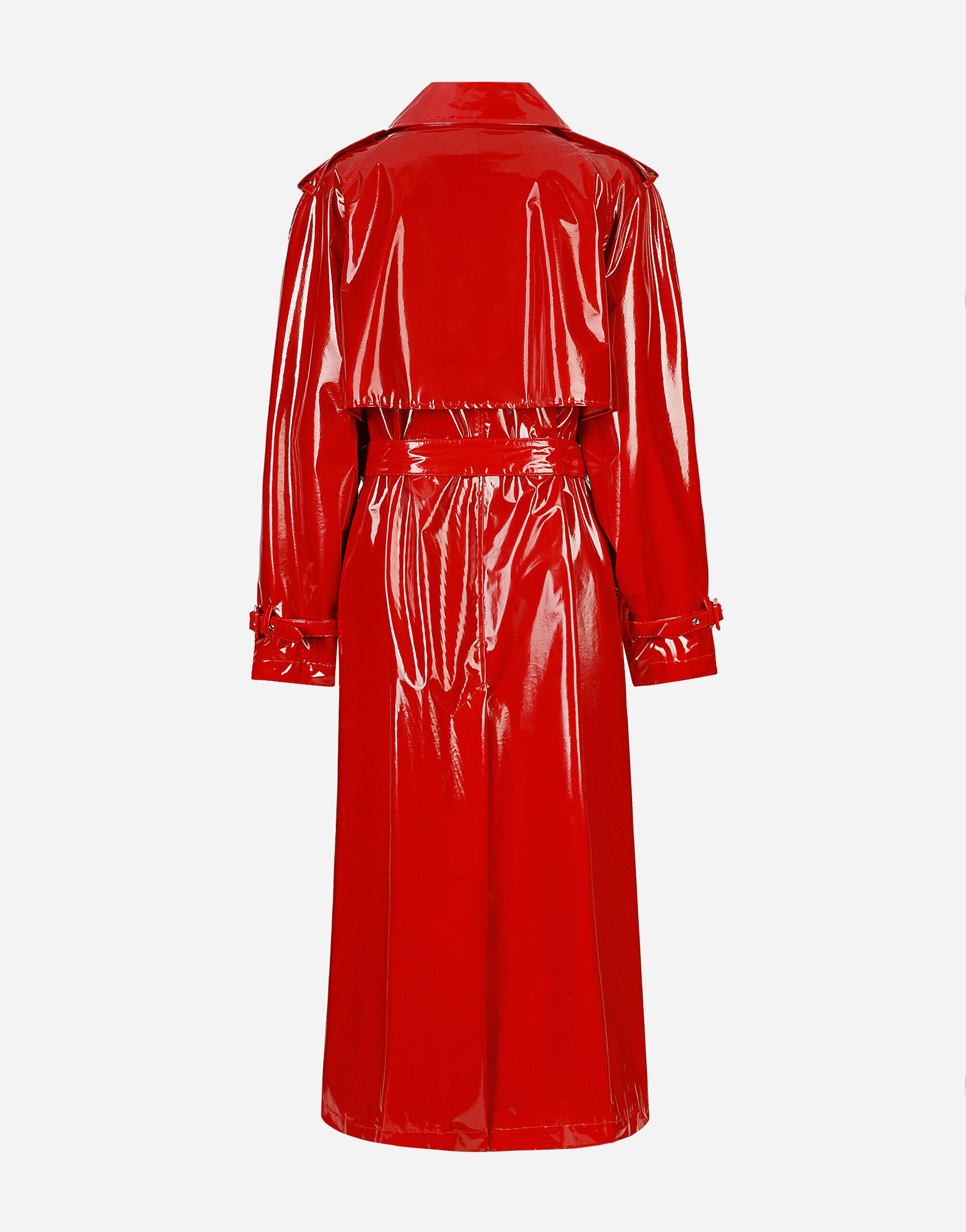 Patent leather trench coat in Red for Women | Dolce&Gabbana®
