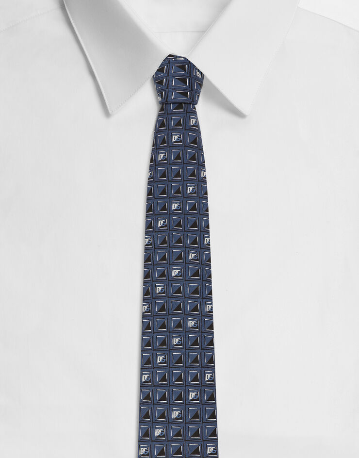 Dolce & Gabbana Silk jacquard tie with micro-designs and DG logo Print GT147EG0WSN