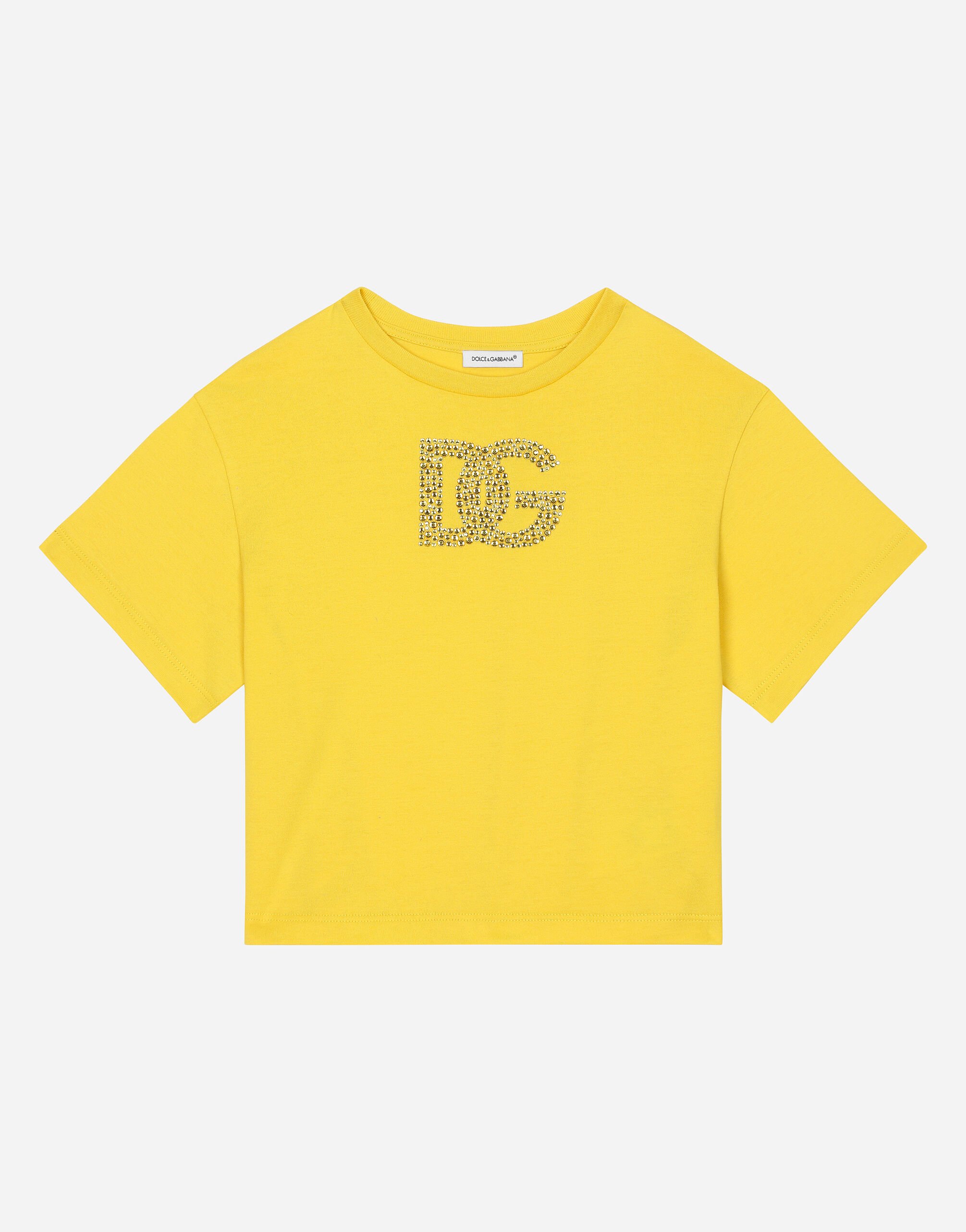 Dolce & Gabbana Jersey T-shirt with DG logo Multicolor L5JTNSG7NRH