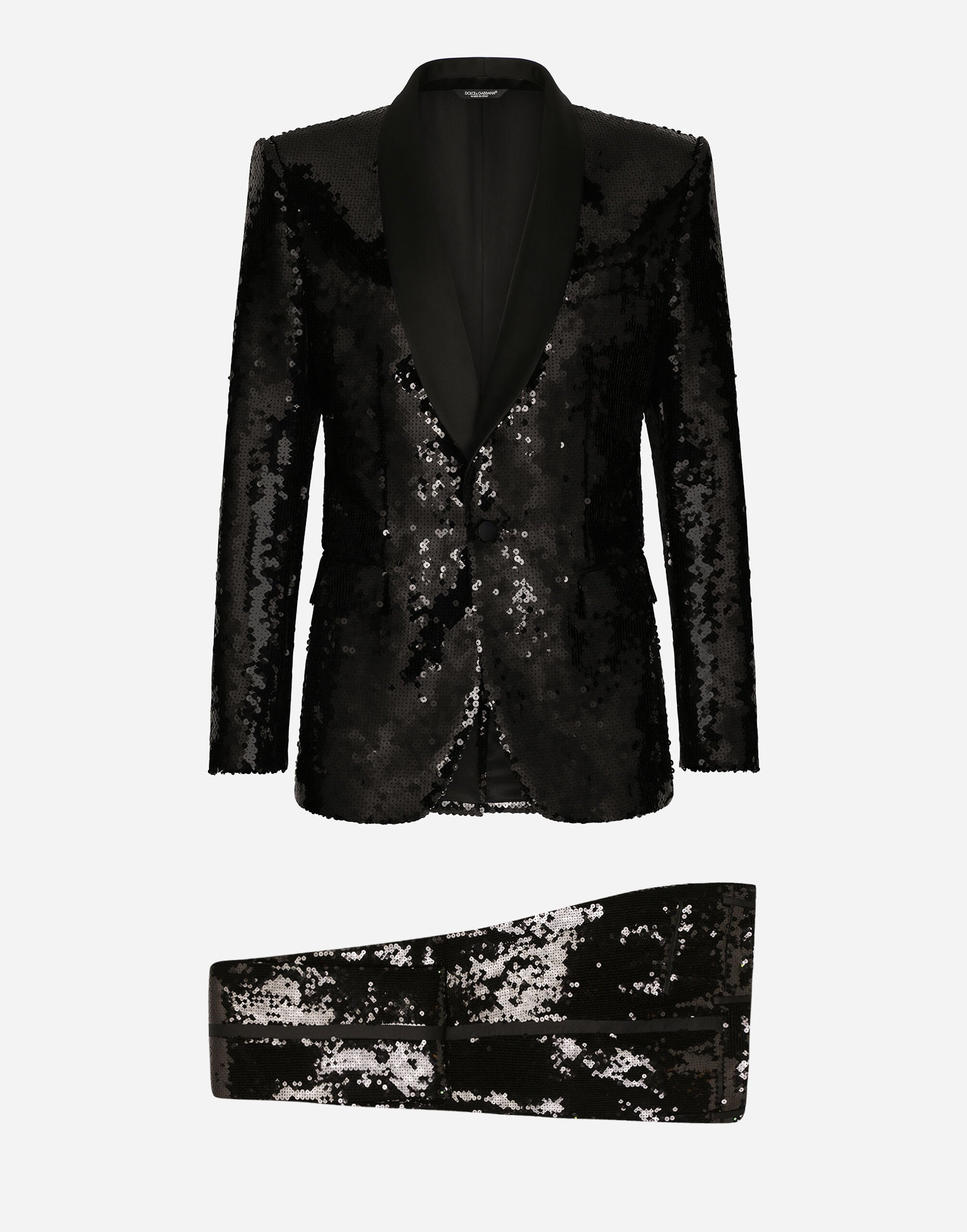 Dolce & Gabbana Sequined single-breasted Sicilia-fit tuxedo suit Black G2RR4TFLSIM
