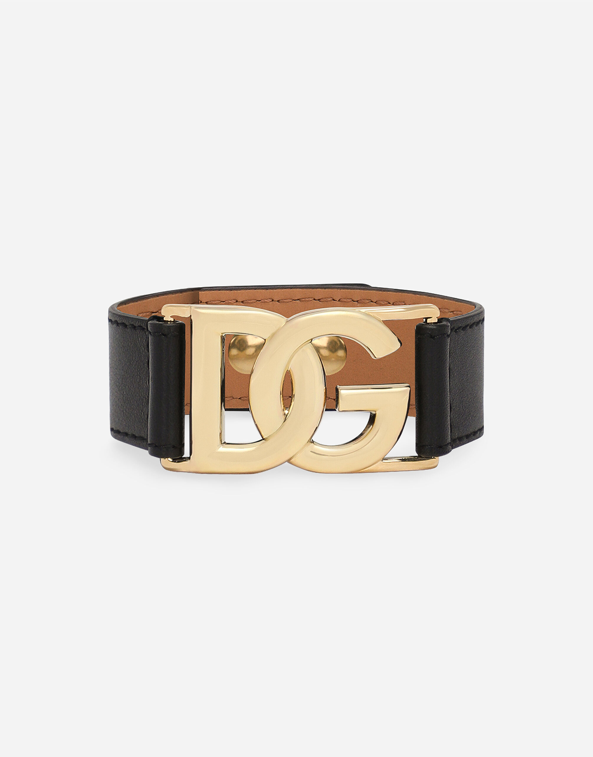 Dolce & Gabbana سوار من جلد عجل بشعار DG أحمر هافان VG4452VP869