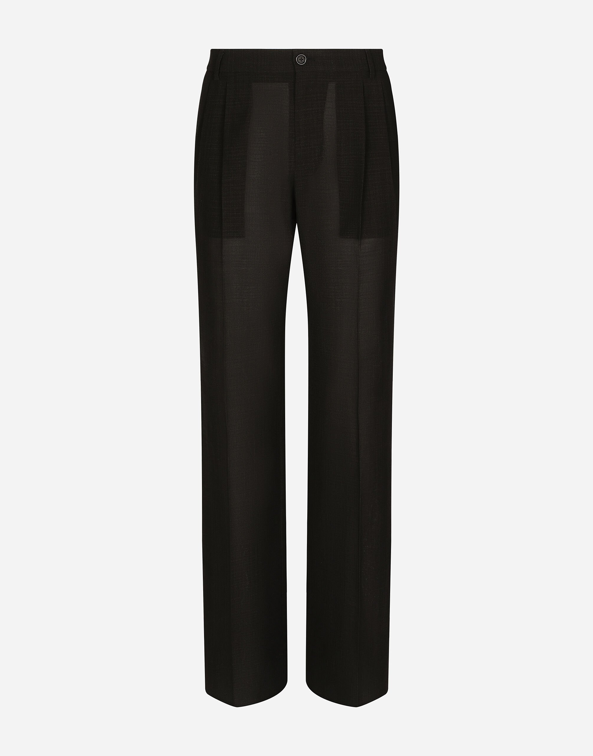 Dolce & Gabbana Pantalón de traje de algodón técnico con pernera recta Negro G2PQ4TGG150