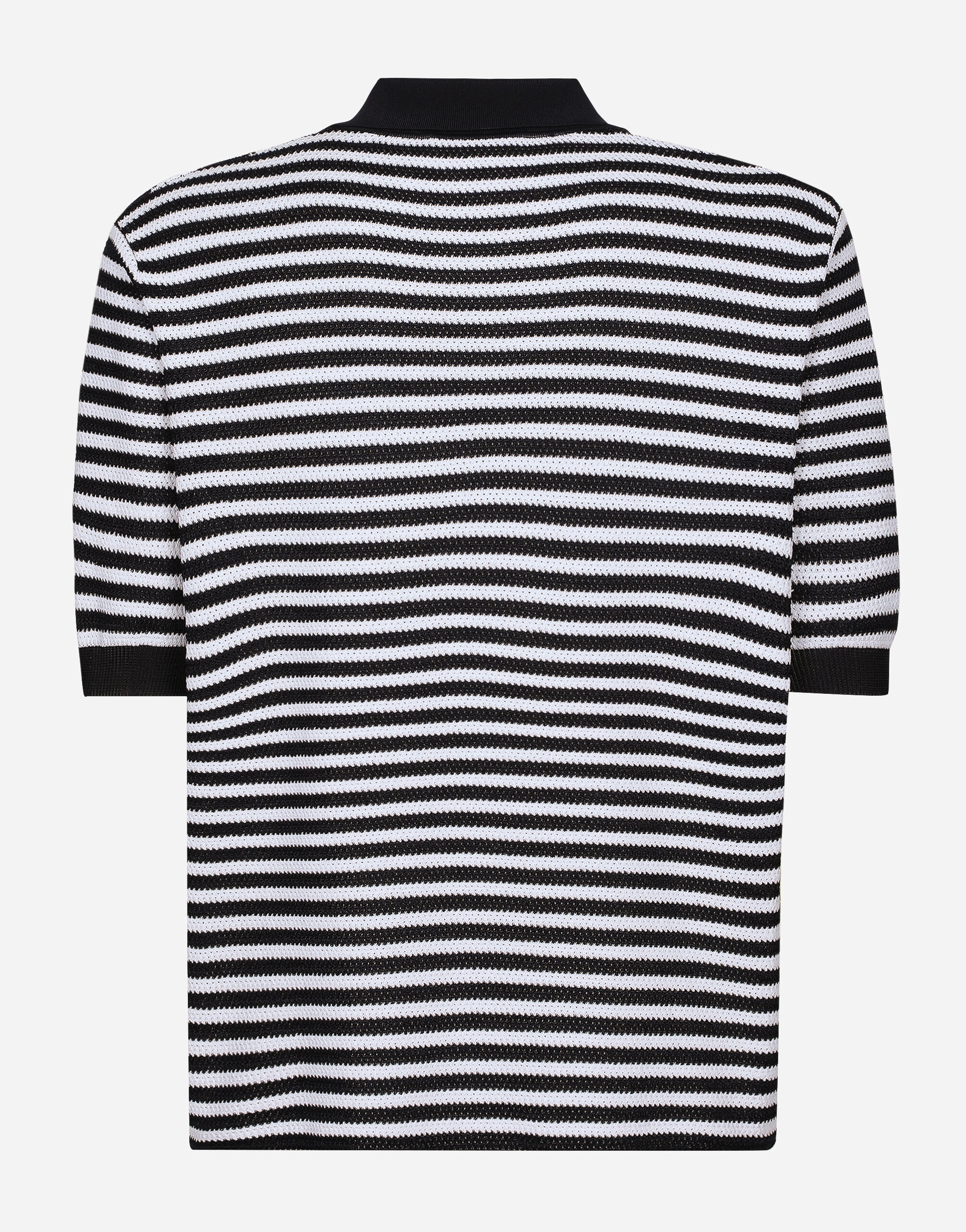 Striped cotton V-neck polo-shirt with DG logo