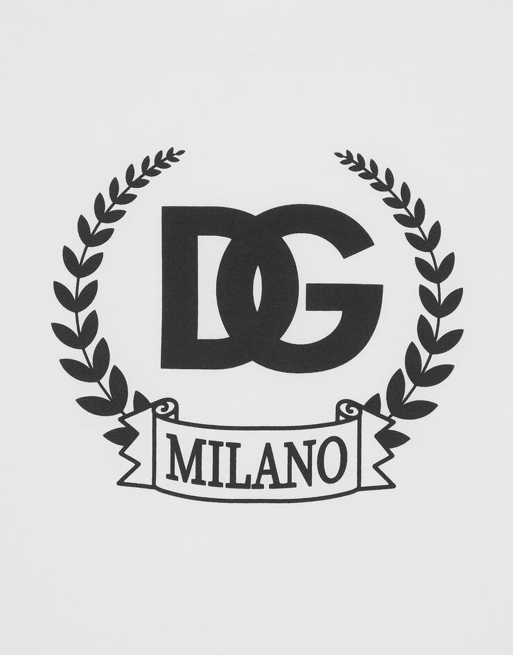 Dolce & Gabbana T-shirt en coton à manches courtes et imprimé DG Blanc G8RN8TG7M8U