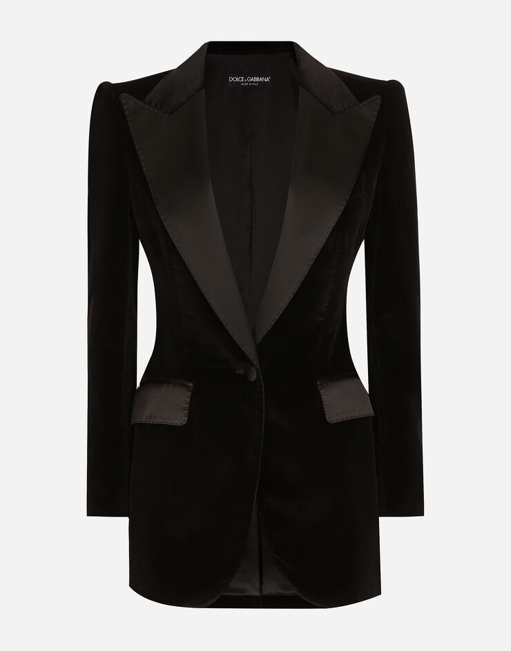 Dolce & Gabbana Single-breasted velvet Turlington tuxedo jacket Black F2942TFUVG7