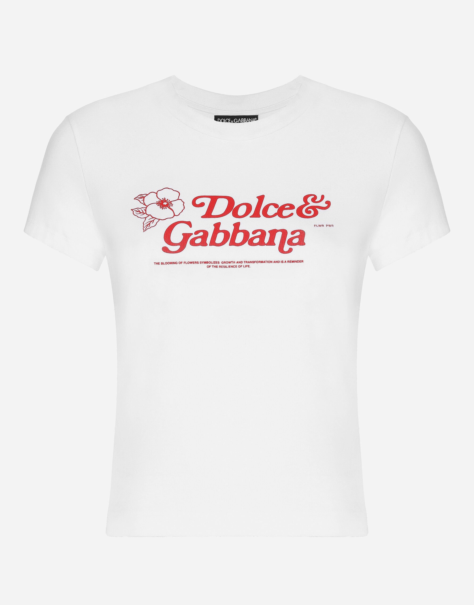 Dolce & Gabbana Jersey T-shirt with Dolce&Gabbana print Print O8B76JFSG8G