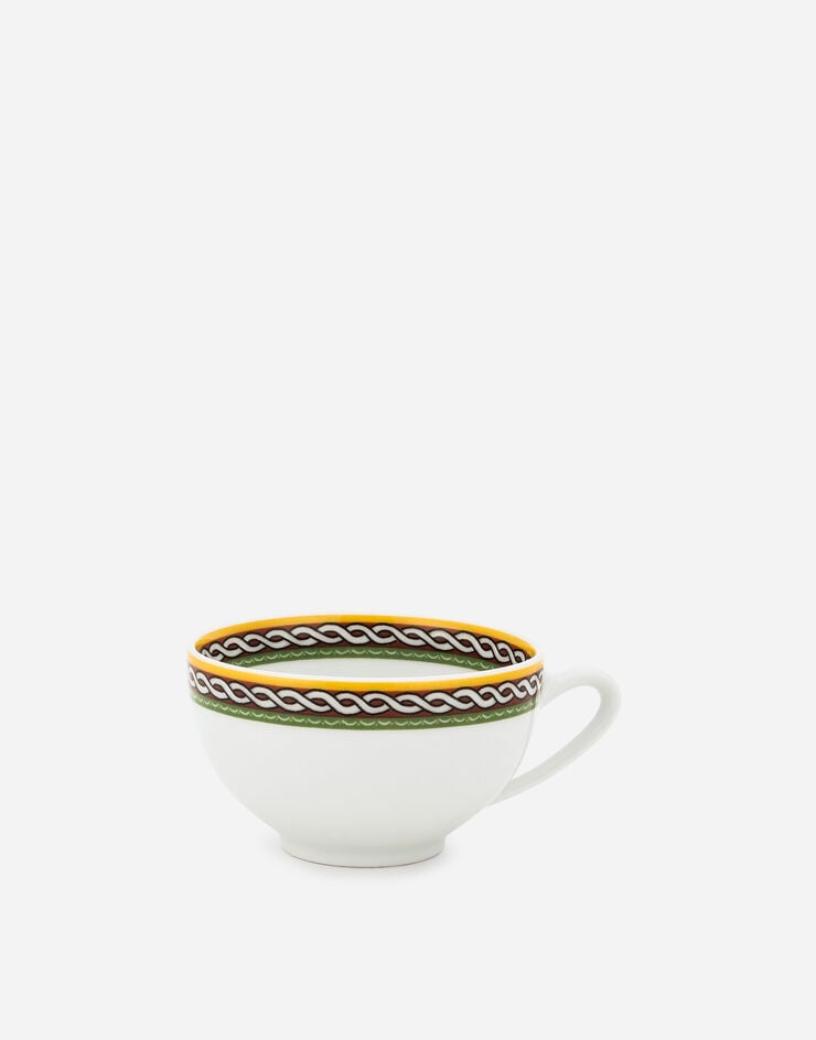 Dolce & Gabbana Set 2 Porcelain Teacups with Saucers Multicolor TC0S13TCALI