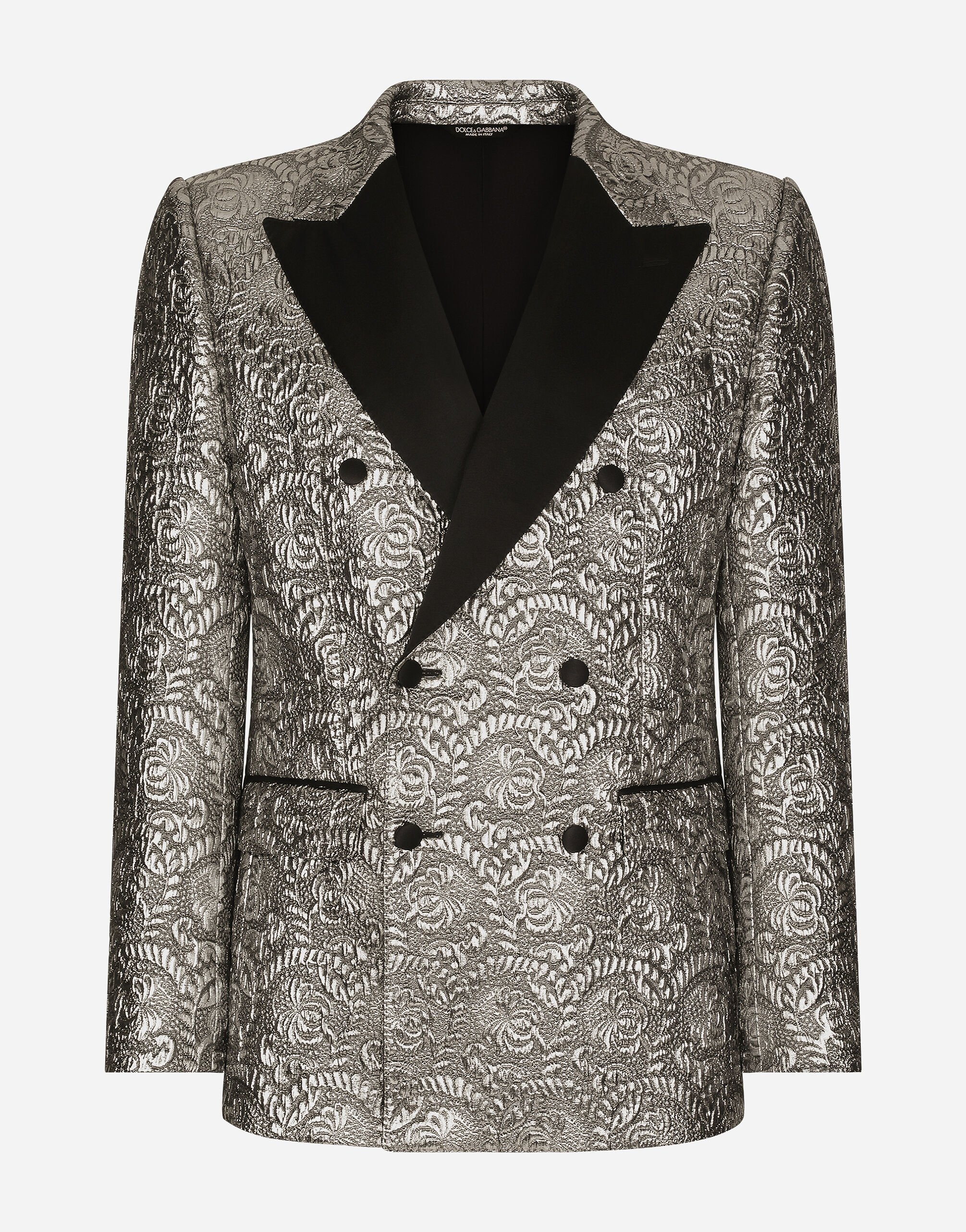 DolceGabbanaSpa Sicilia double-breasted lamé jacquard tuxedo jacket White L43S75FUEAJ