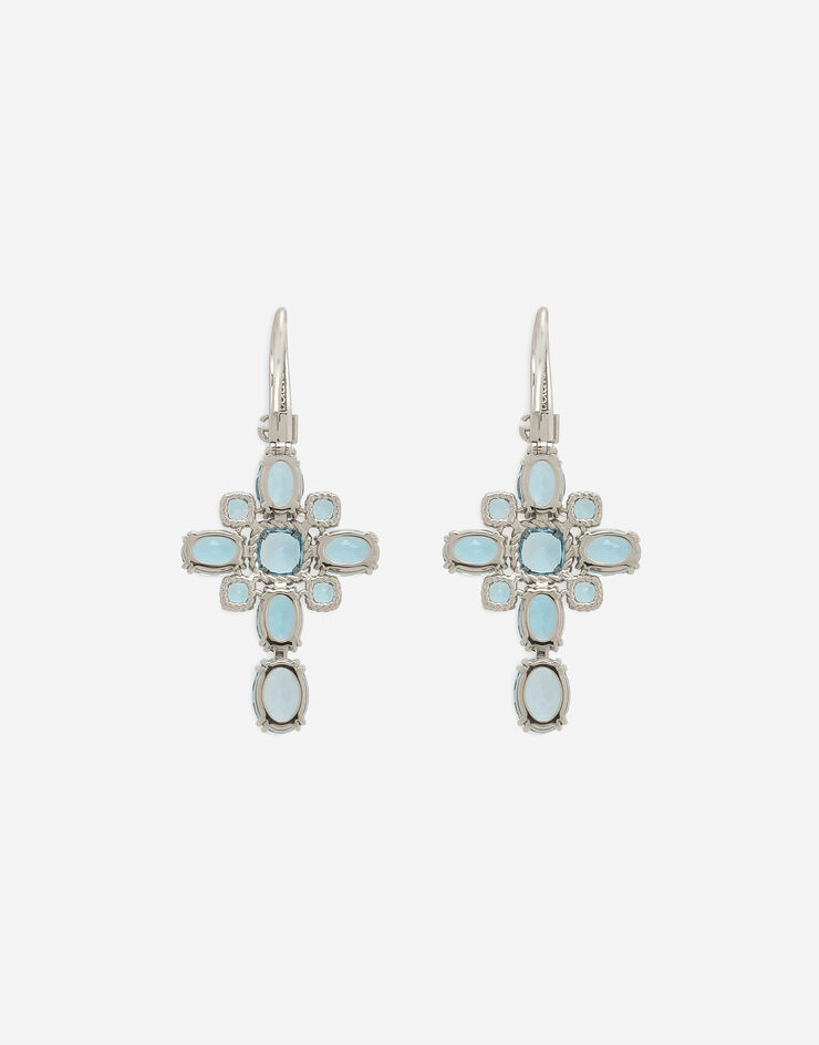 Dolce & Gabbana Boucles d’oreilles Anna en or blanc 18 ct avec topazes bleu ciel Blanc WERA1GWTOLB