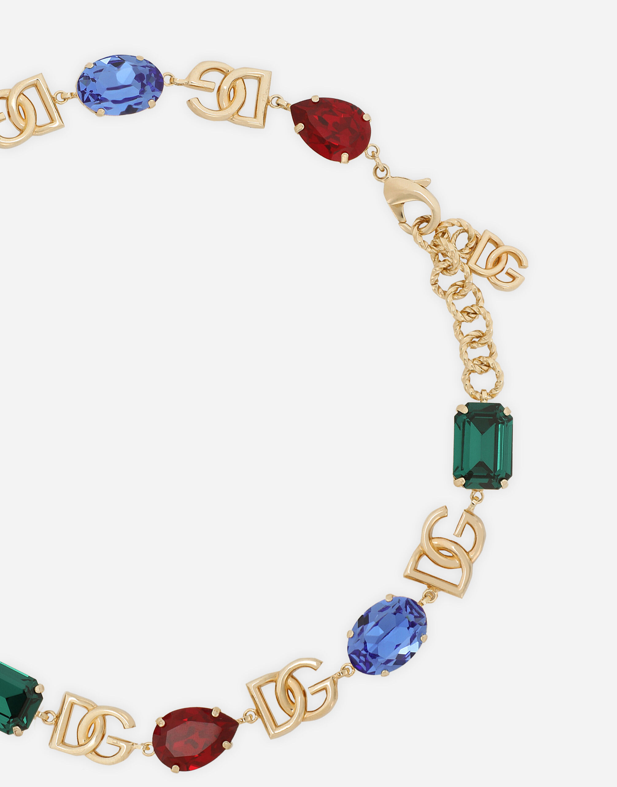 Necklace with DG logo and multi-colored crystals