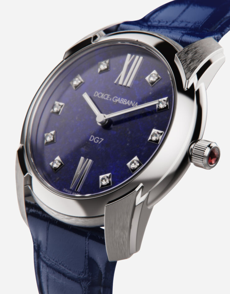 Dolce & Gabbana DG7 watch in steel with lapis lazuli and diamonds BLAU WWFE2SXSFLA