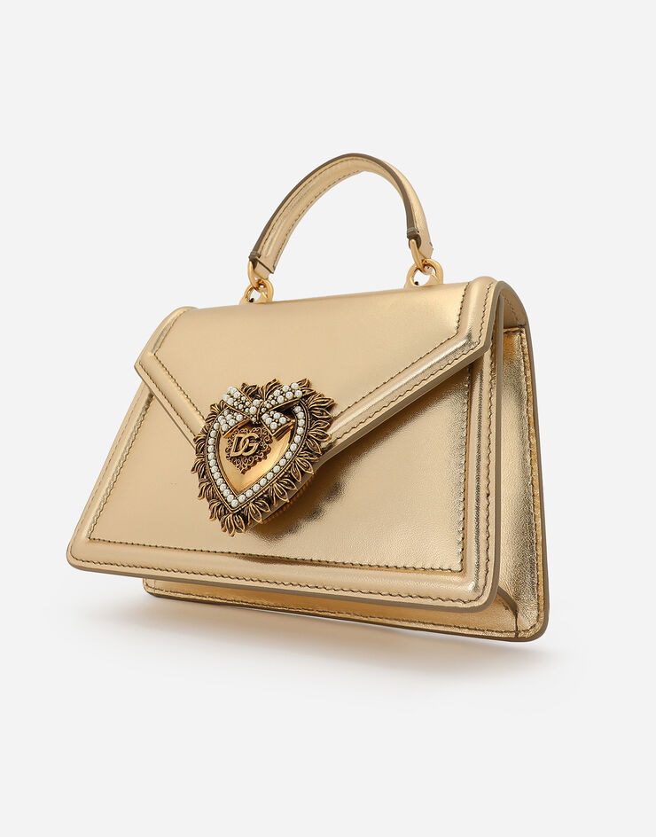 Dolce & Gabbana Small Metallic Devotion Bag With Bejeweled Detailing