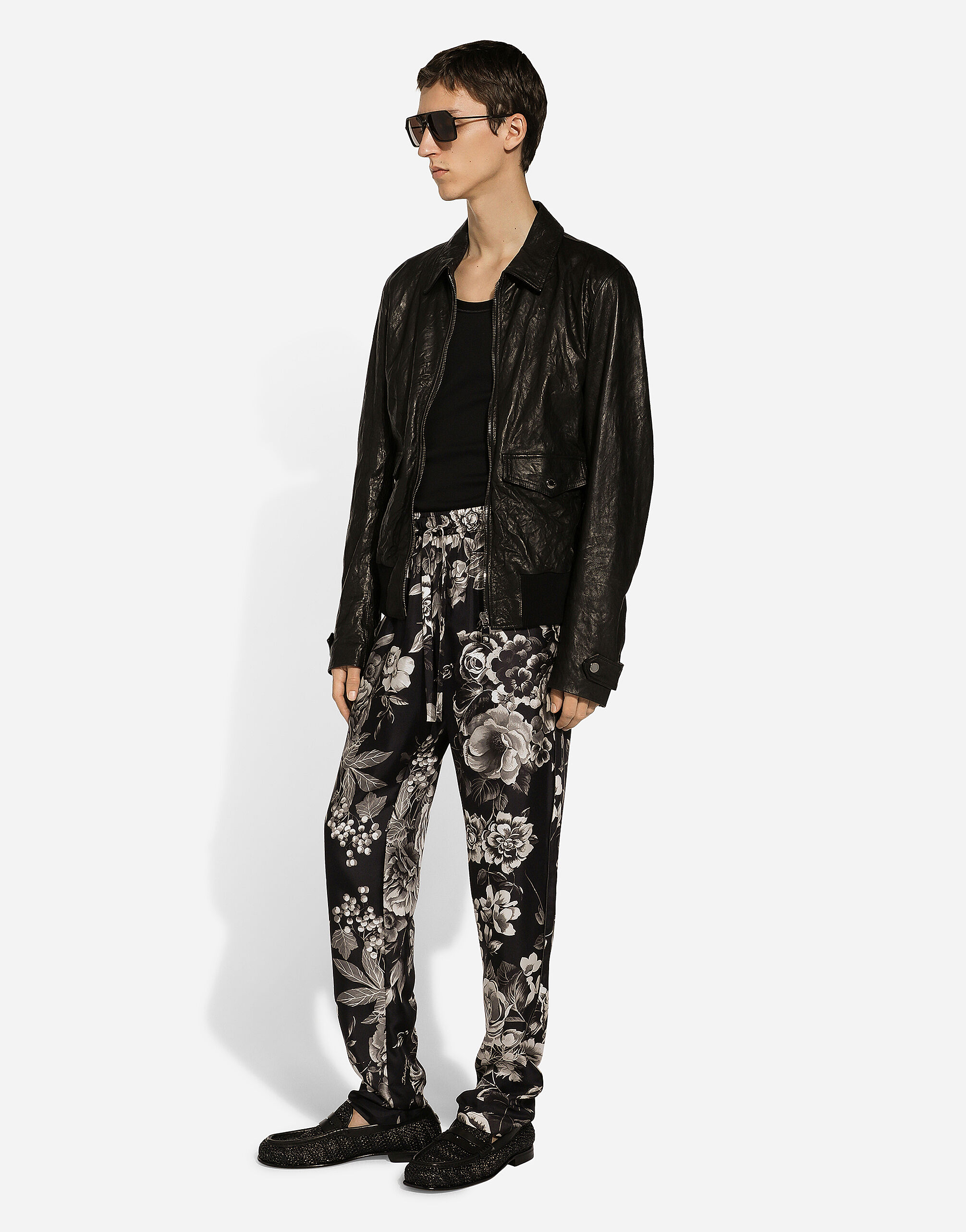 Dolce amp; Gabbana coral-print silk jogging trousers - Grey