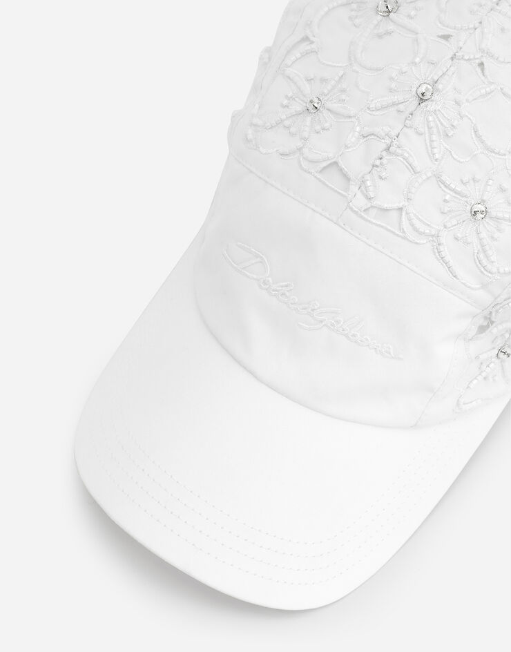 Dolce & Gabbana Gorra de béisbol de dril con bordado de strass Blanco FH654ZGDCK8