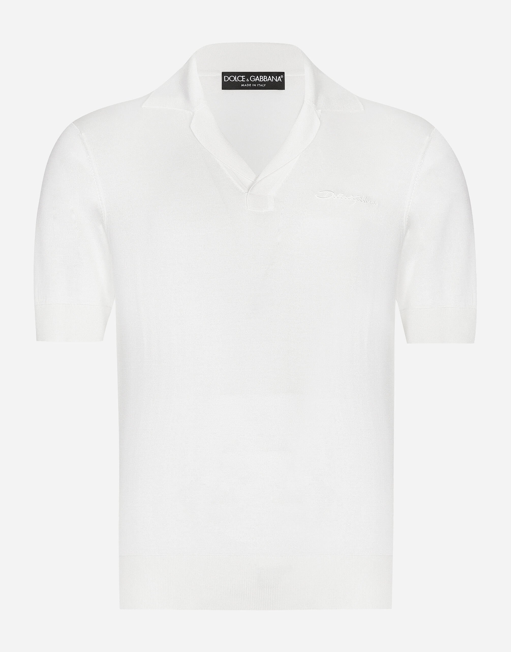 Dolce & Gabbana 로고 레터링 실크 폴로 셔츠 인쇄 GXV29TJBSJL