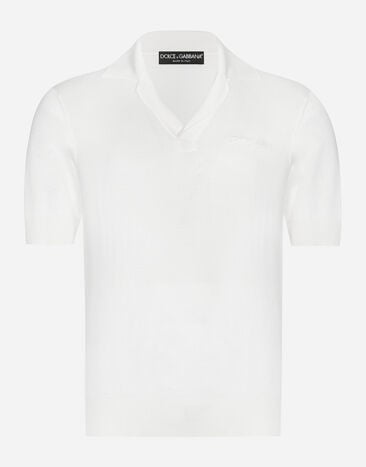 Dolce & Gabbana Silk polo-shirt with signature Print GXV29TJBSJL