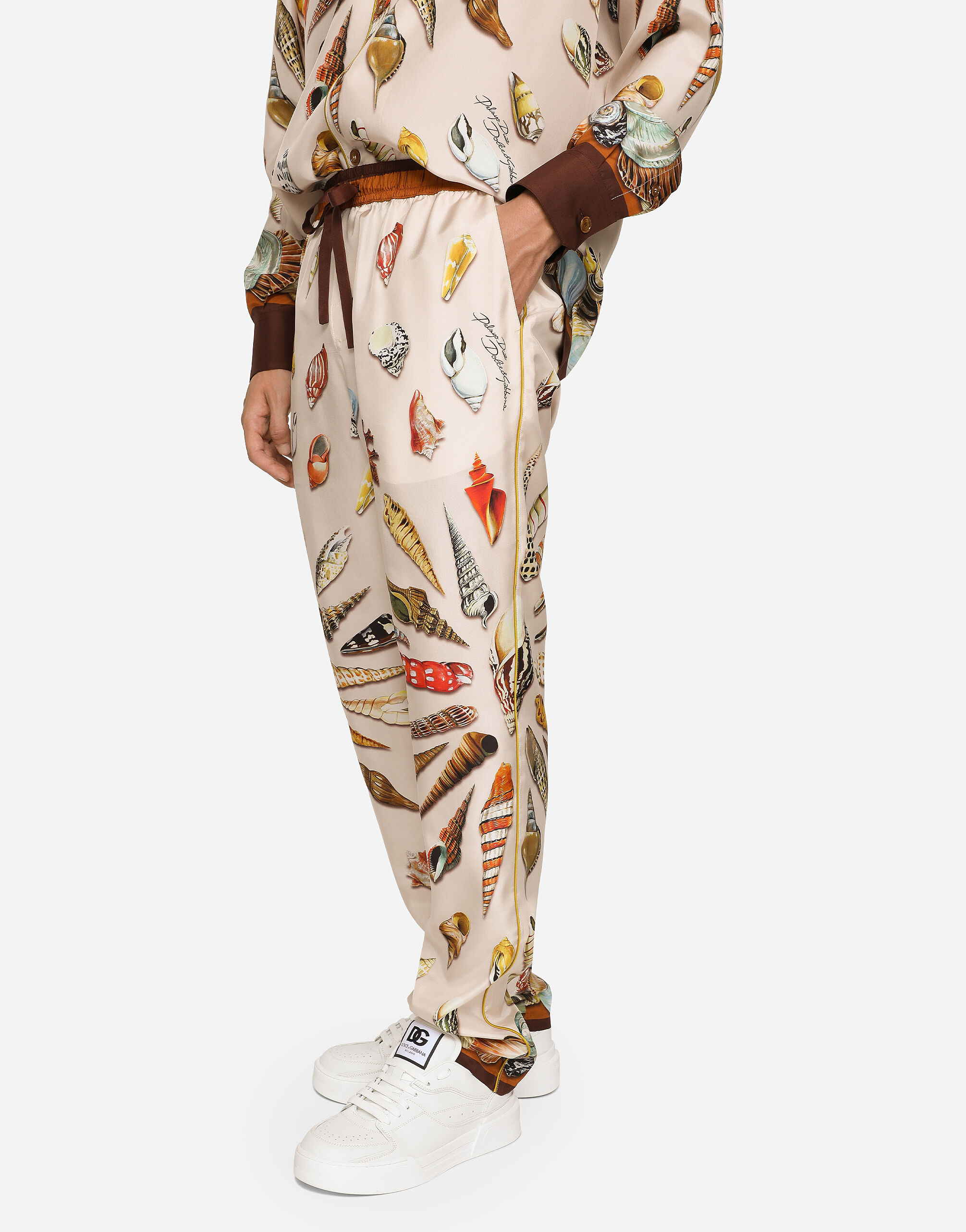 Shell-print silk jogging pants in Multicolor for | Dolce&Gabbana® US
